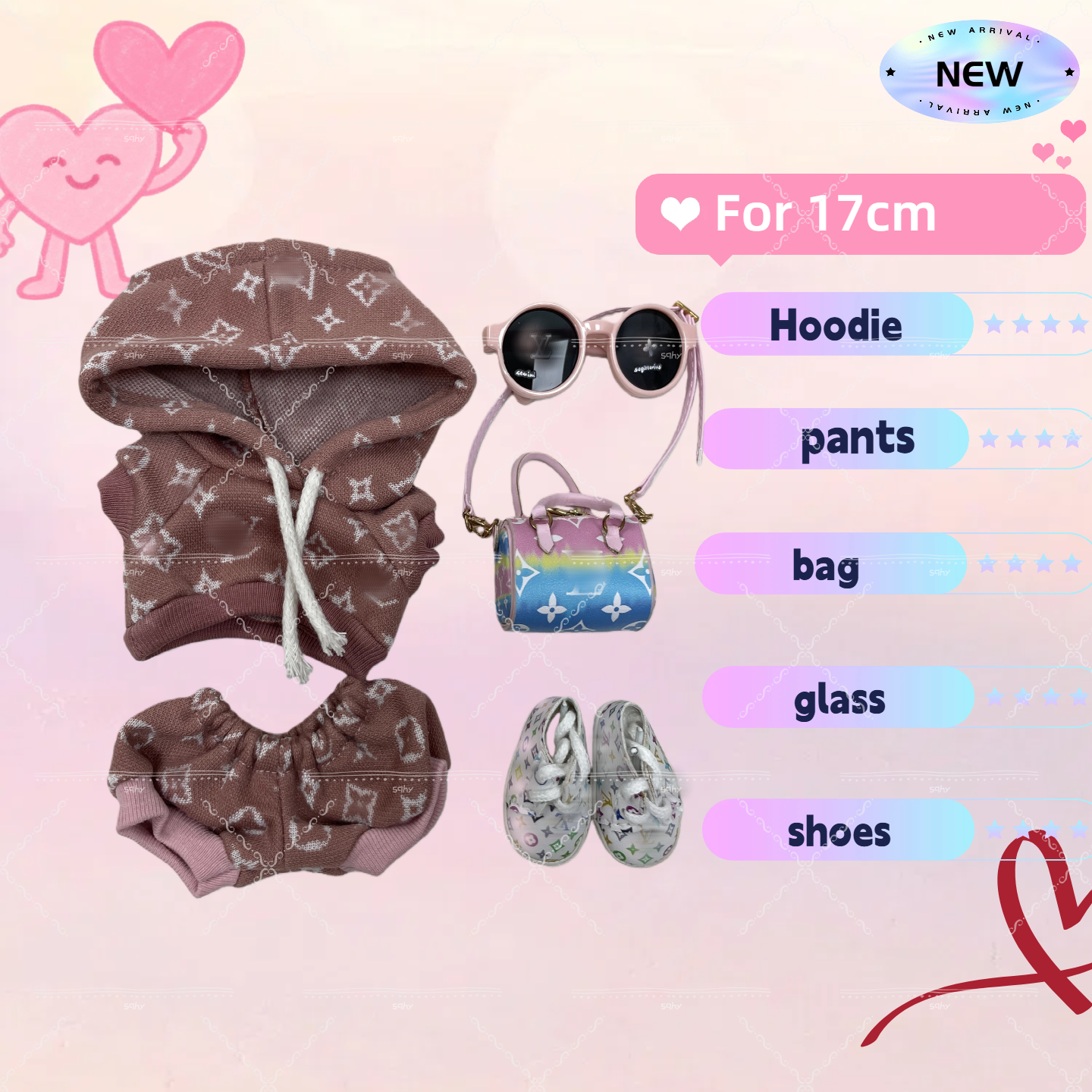 17cm Vinyl Plush Doll Costume Set (Includes Bag, , and Shoes) — Compatible with v1, v2, and v3