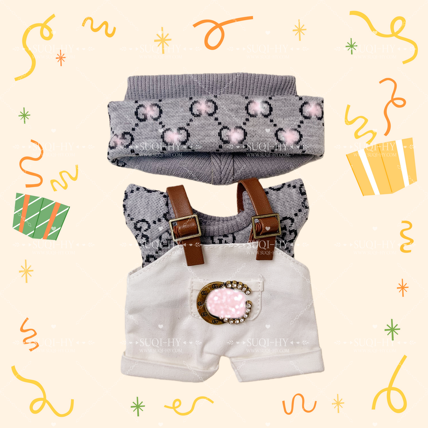 Handmade popular three piece set of pure cotton with designer patterns suitable for 17cm LBB