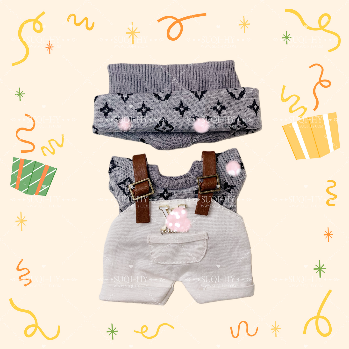 Handmade popular three piece set of pure cotton with designer patterns suitable for 17cm LBB