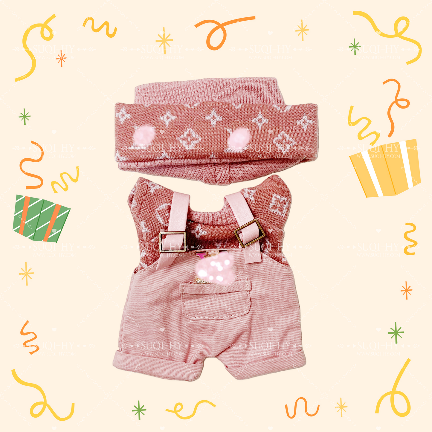 Handmade popular three piece set of pure cotton with designer patterns suitable for 17cm LBB