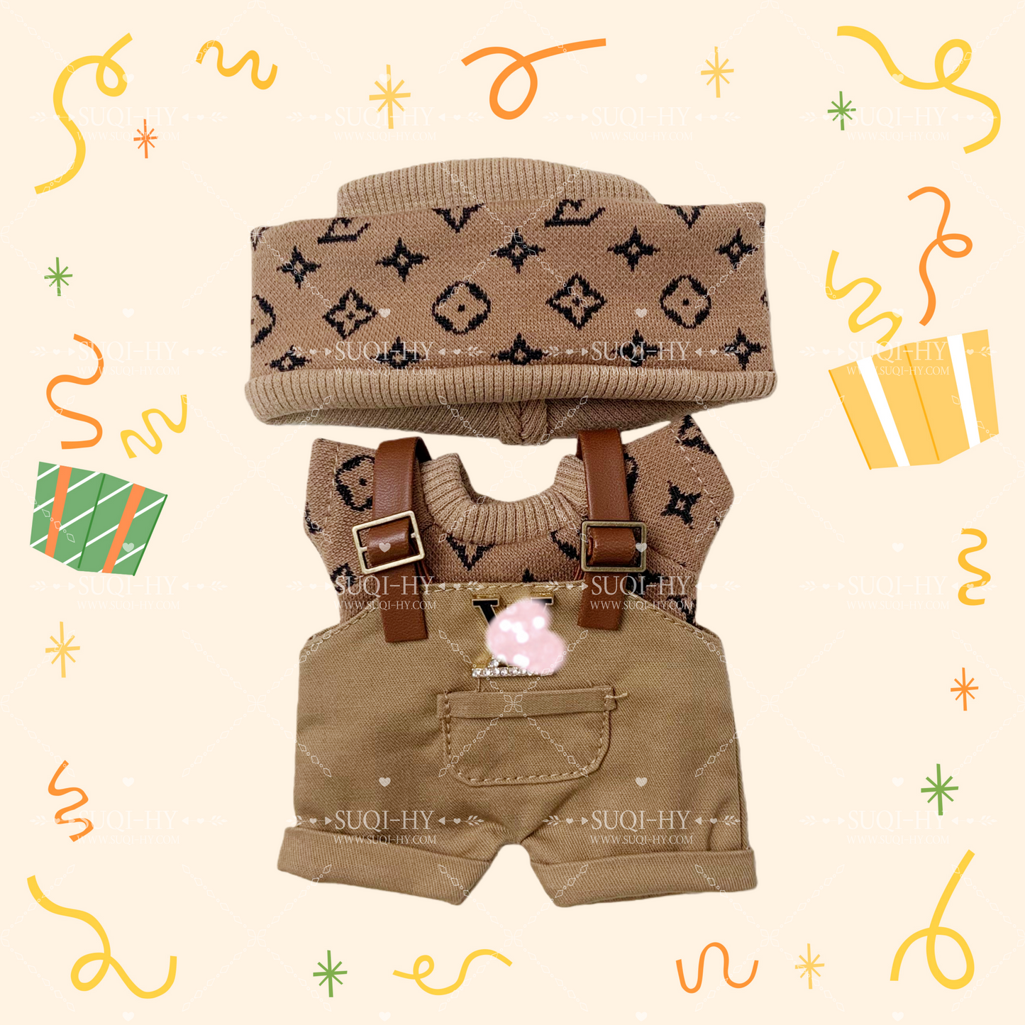 Handmade popular three piece set of pure cotton with designer patterns suitable for 17cm LBB