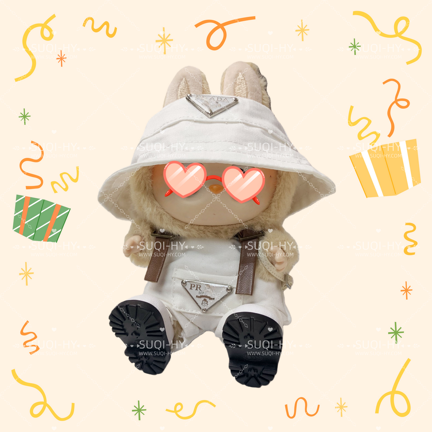 Handmade doll clothes are suitable for plush toys with similar body shapes such as Labubu, LIILA, and Munchki, which are 17cm in size