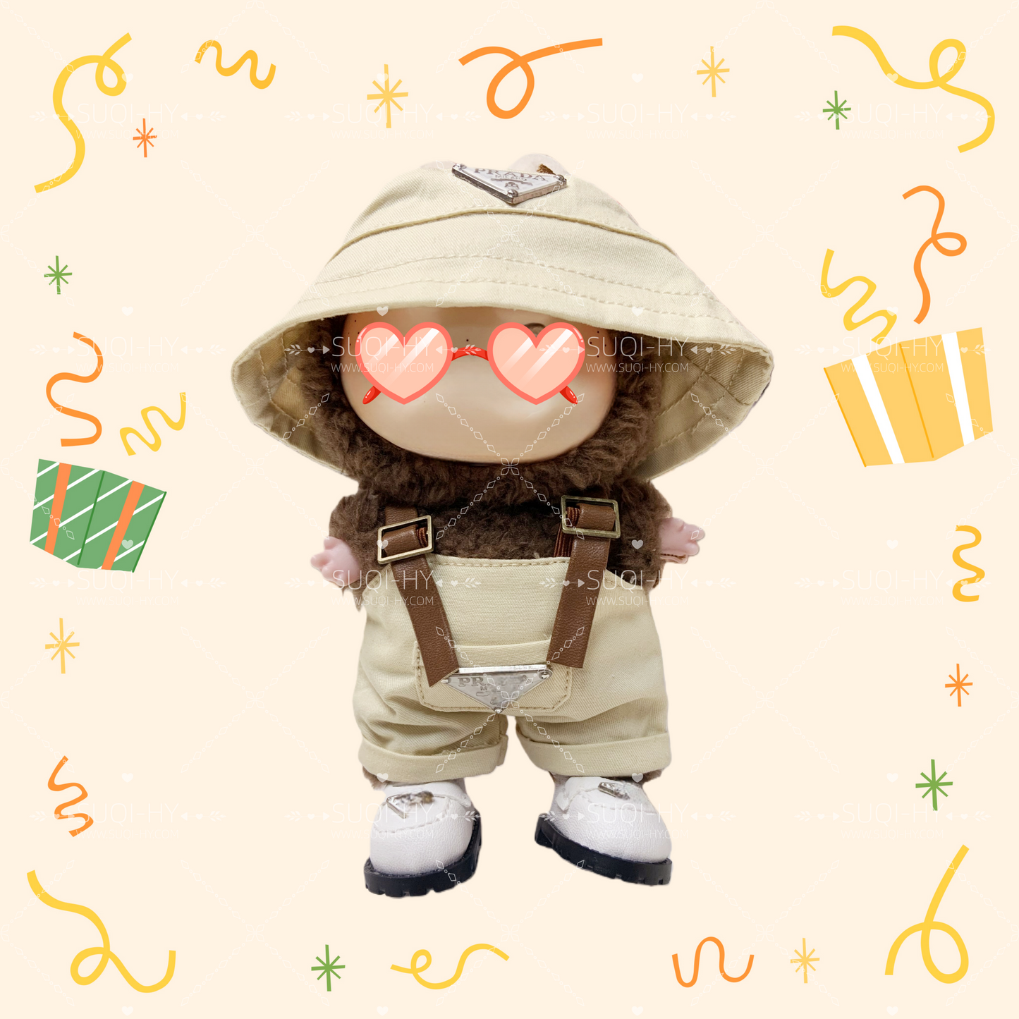 Handmade doll clothes are suitable for plush toys with similar body shapes such as Labubu, LIILA, and Munchki, which are 17cm in size