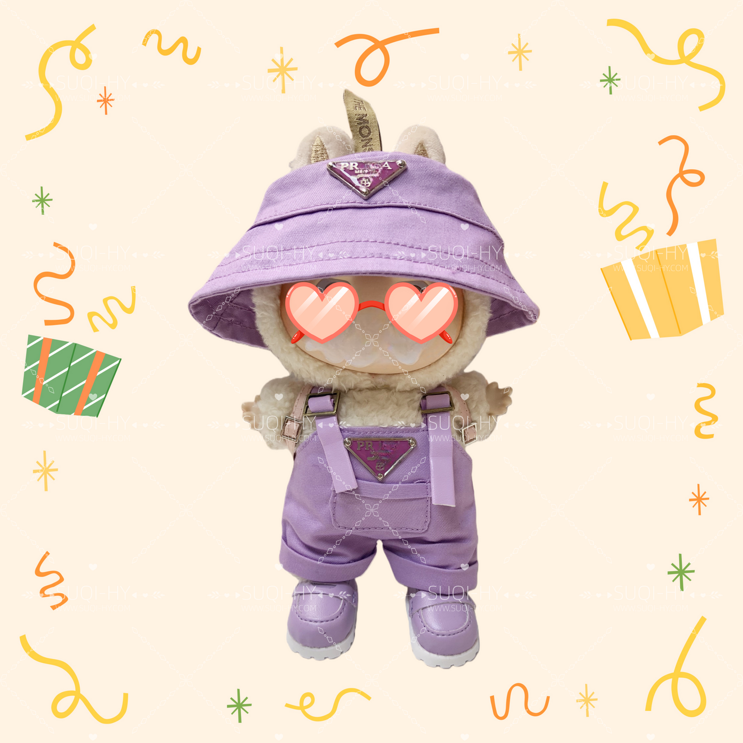 Handmade doll clothes are suitable for plush toys with similar body shapes such as Labubu, LIILA, and Munchki, which are 17cm in size