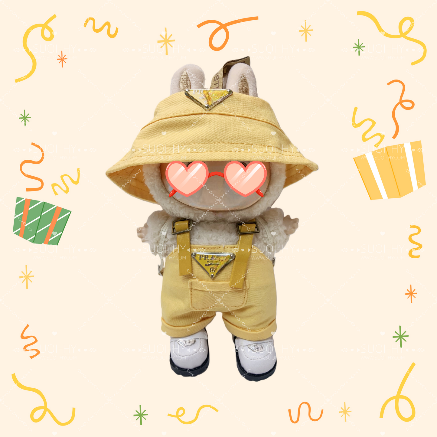 Handmade doll clothes are suitable for plush toys with similar body shapes such as Labubu, LIILA, and Munchki, which are 17cm in size