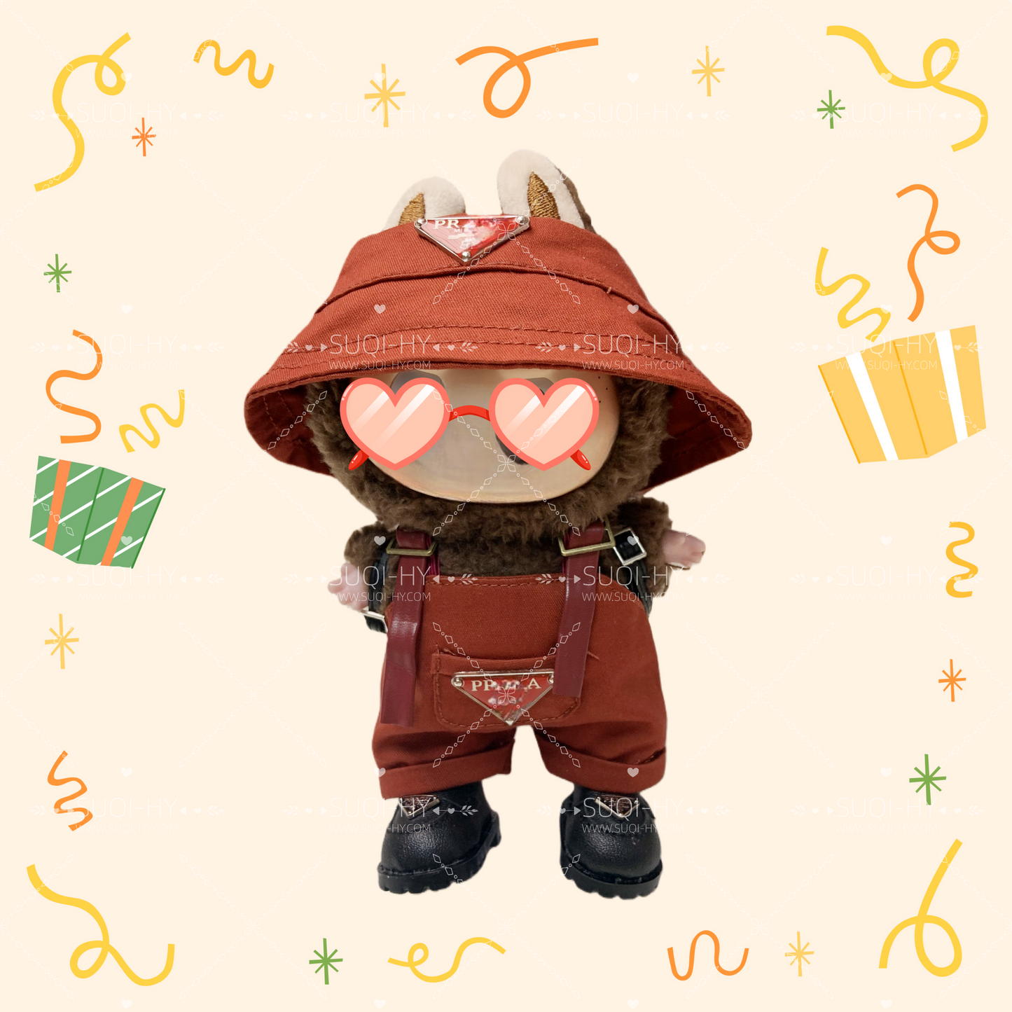 Handmade doll clothes are suitable for plush toys with similar body shapes such as Labubu, LIILA, and Munchki, which are 17cm in size