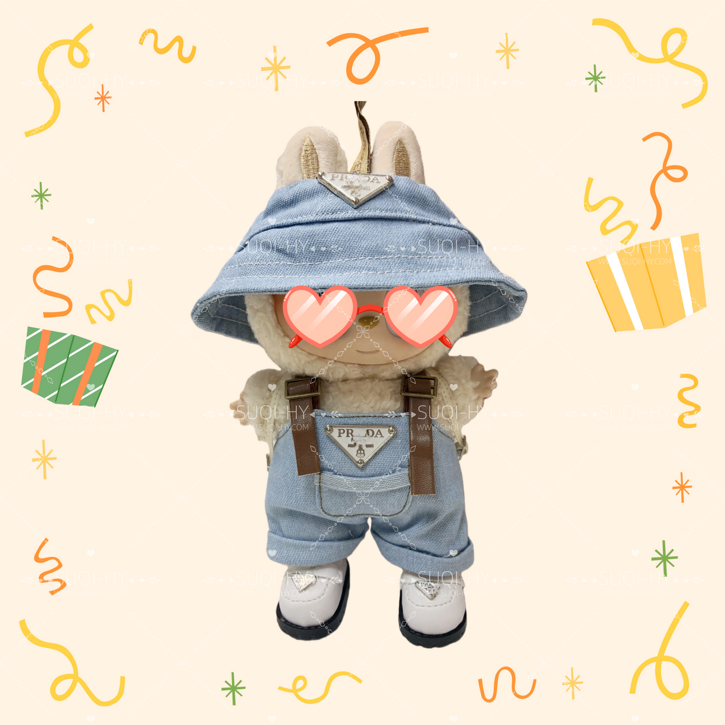 Handmade doll clothes are suitable for plush toys with similar body shapes such as Labubu, LIILA, and Munchki, which are 17cm in size