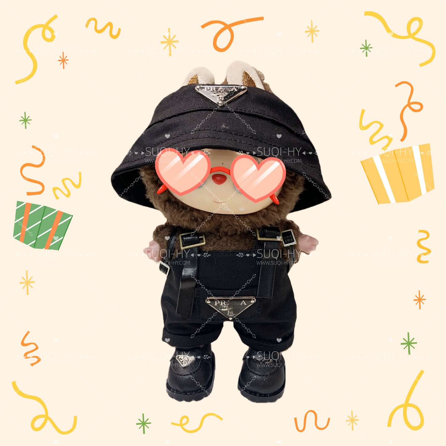 Handmade doll clothes are suitable for plush toys with similar body shapes such as Labubu, LIILA, and Munchki, which are 17cm in size