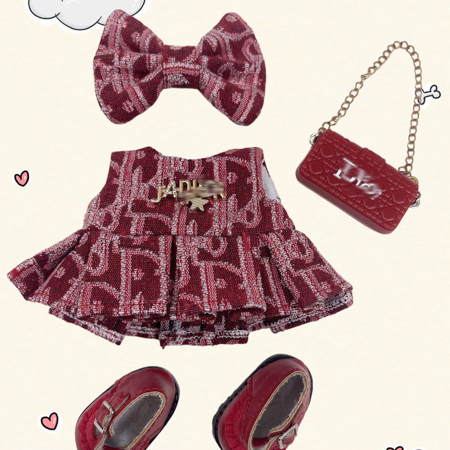 17cm Vinyl Plush Doll Costume Set (Includes Bag, , and Shoes) — Compatible with v1, v2, and v3