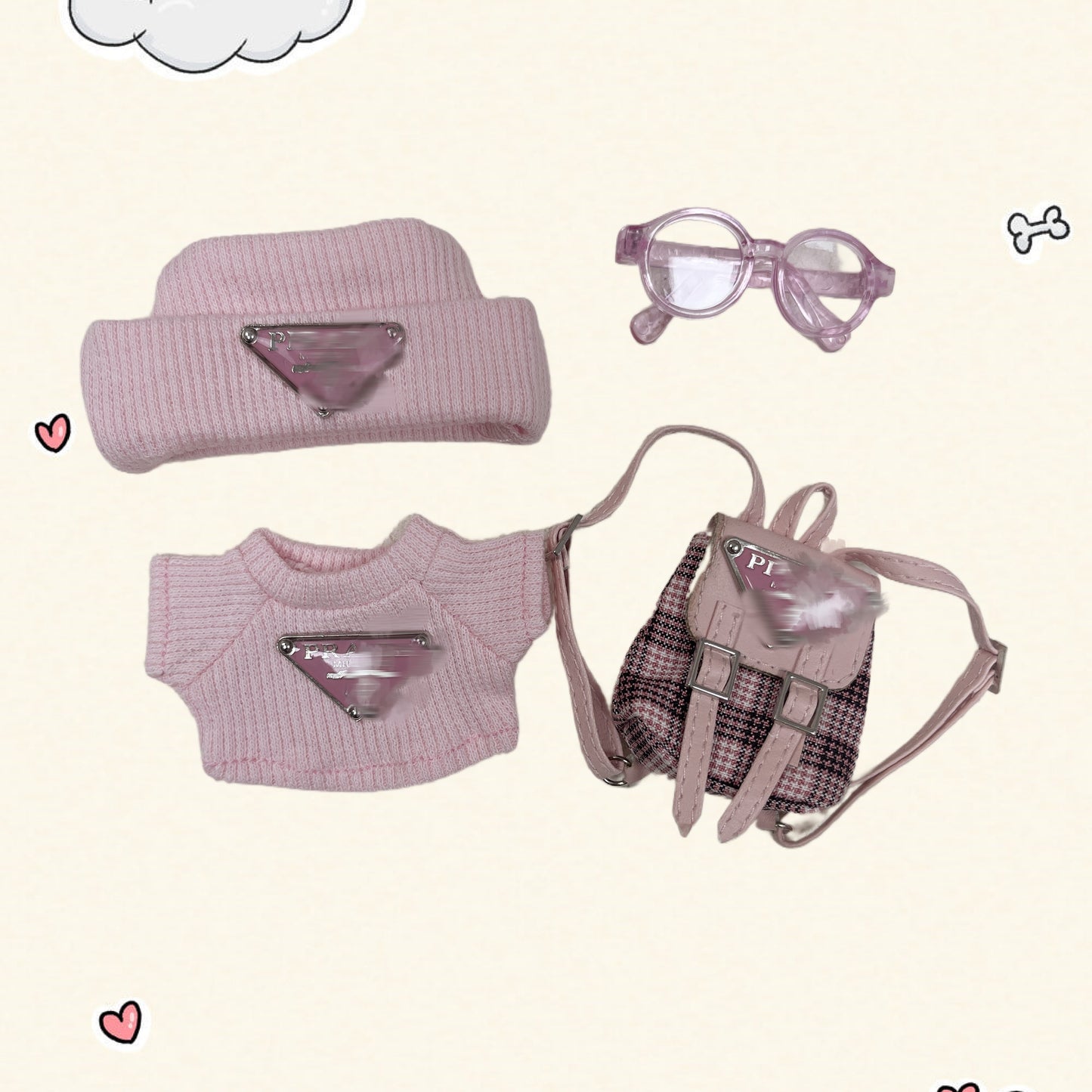 17cm Vinyl Plush Doll Costume Set (Includes Bag, , and Shoes) — Compatible with v1, v2, and v3