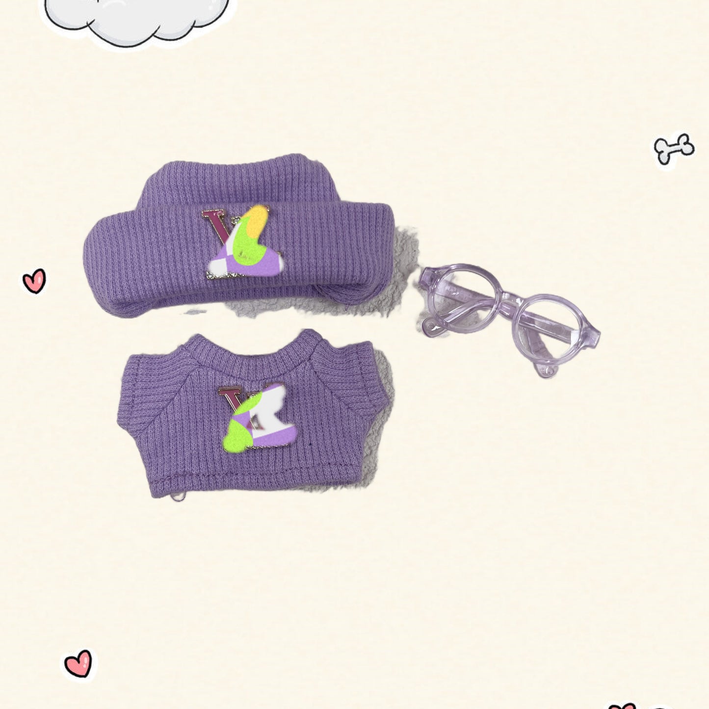 17cm Vinyl Plush Doll Costume Set (Includes Bag, , and Shoes) — Compatible with v1, v2, and v3