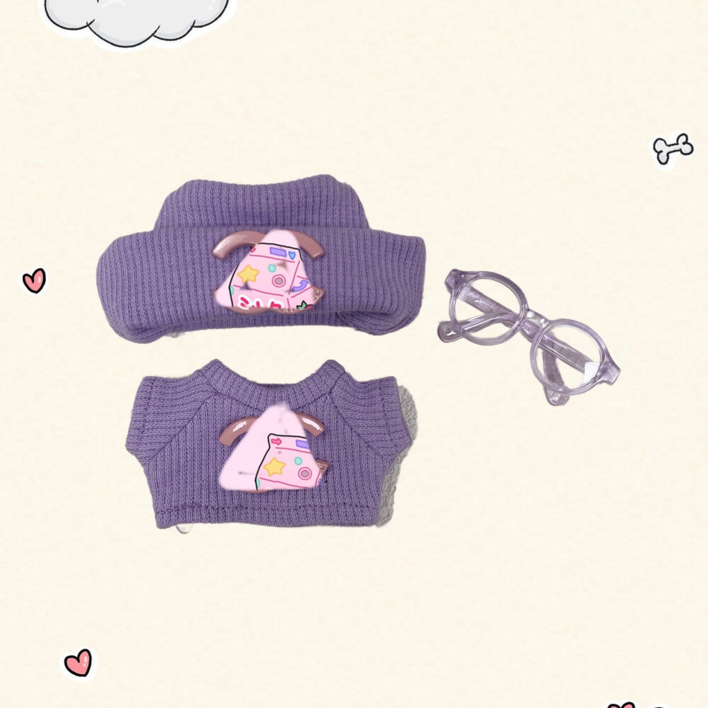 17cm Vinyl Plush Doll Costume Set (Includes Bag, , and Shoes) — Compatible with v1, v2, and v3