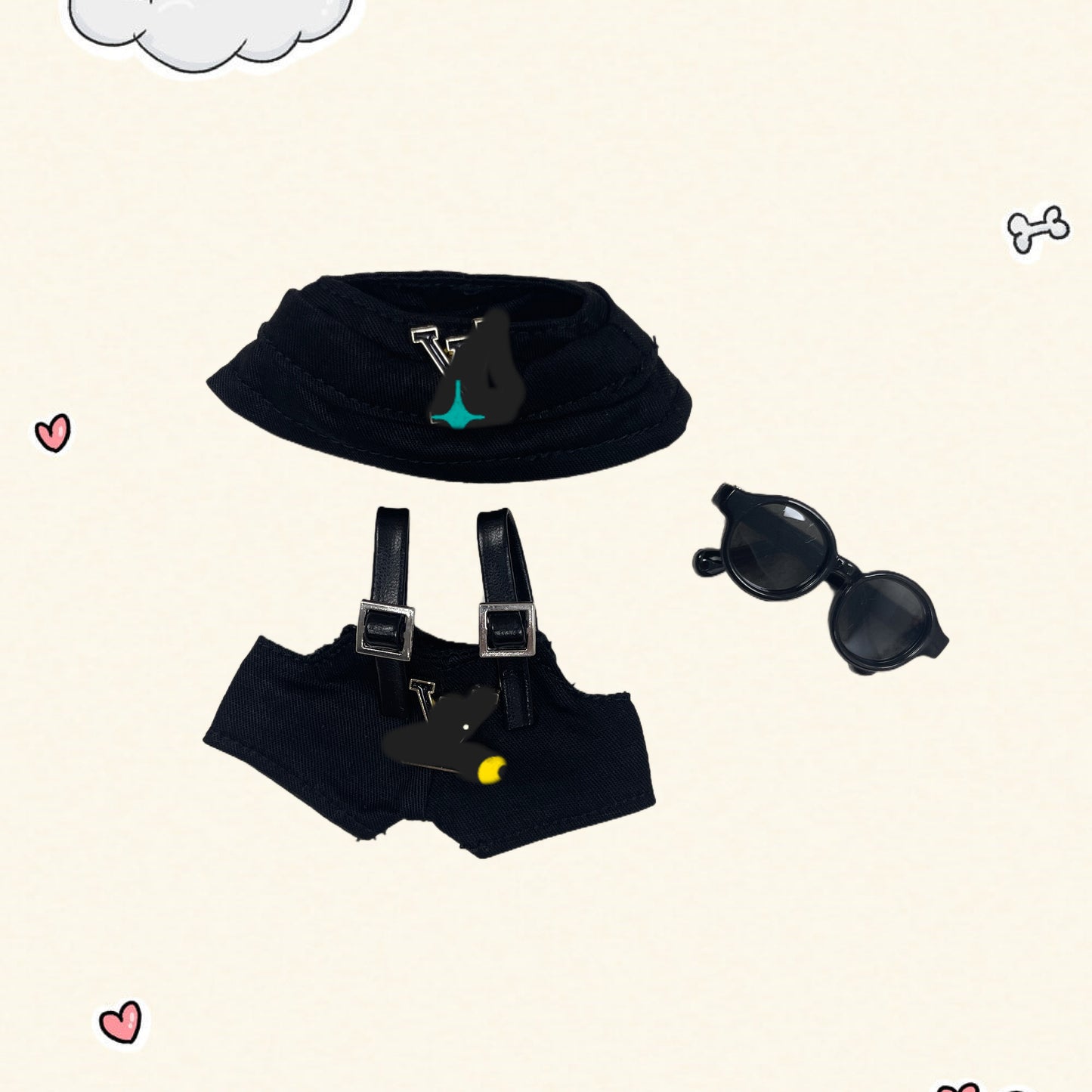 17cm Vinyl Plush Doll Costume Set (Includes Bag, , and Shoes) — Compatible with v1, v2, and v3