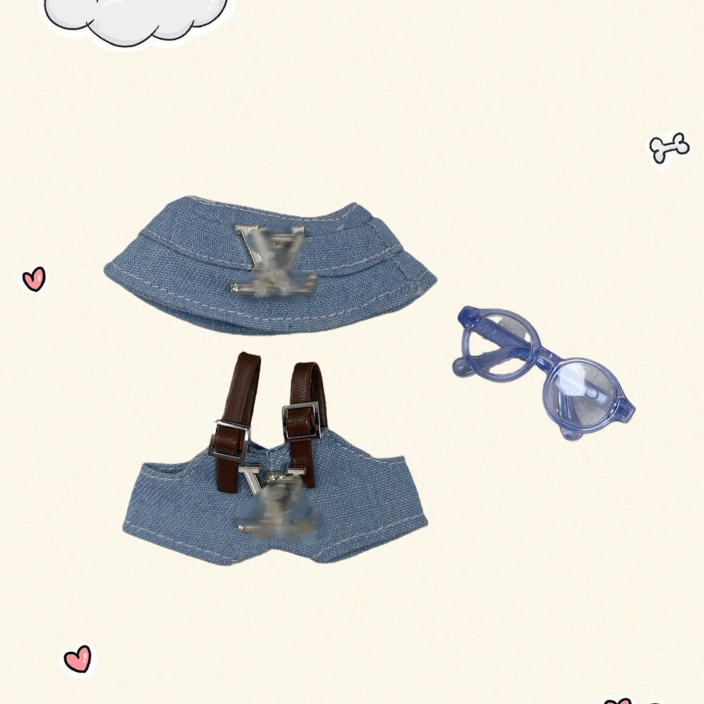 17cm Vinyl Plush Doll Costume Set (Includes Bag, , and Shoes) — Compatible with v1, v2, and v3