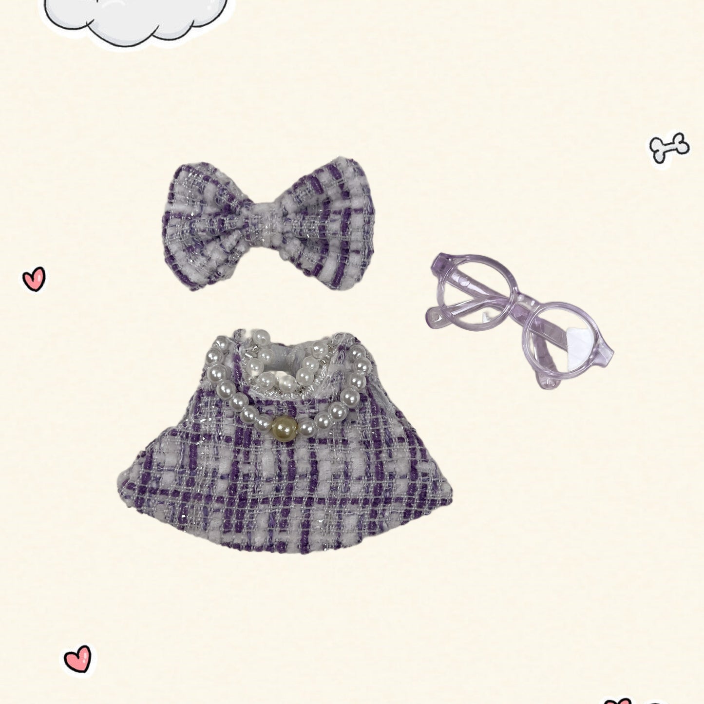 17cm Vinyl Plush Doll Costume Set (Includes Bag, , and Shoes) — Compatible with v1, v2, and v3