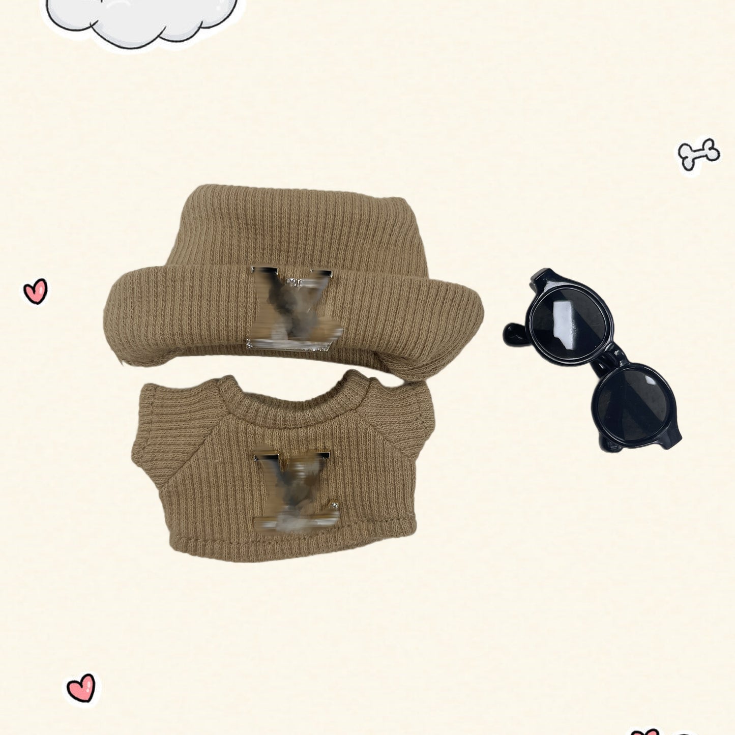 17cm Vinyl Plush Doll Costume Set (Includes Bag, , and Shoes) — Compatible with v1, v2, and v3