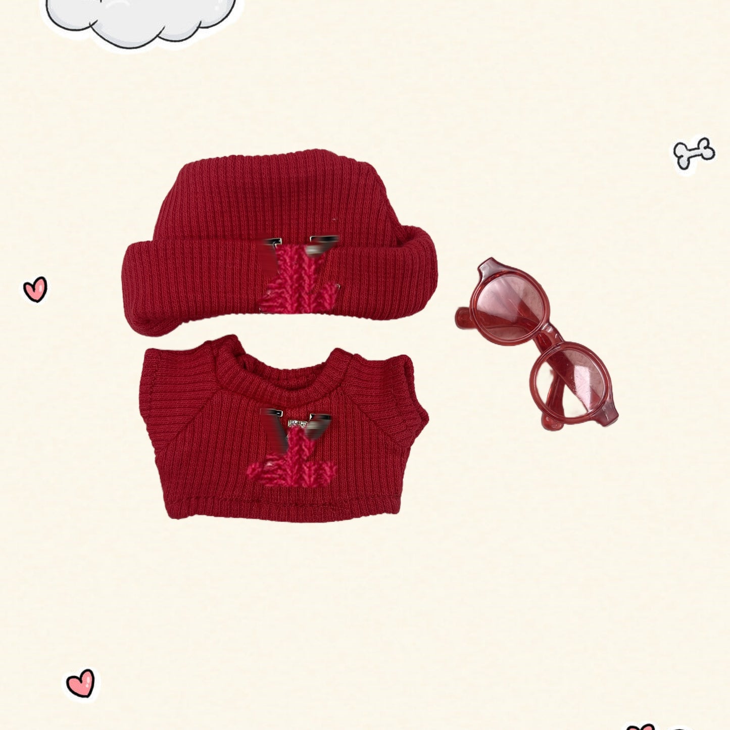 17cm Vinyl Plush Doll Costume Set (Includes Bag, , and Shoes) — Compatible with v1, v2, and v3