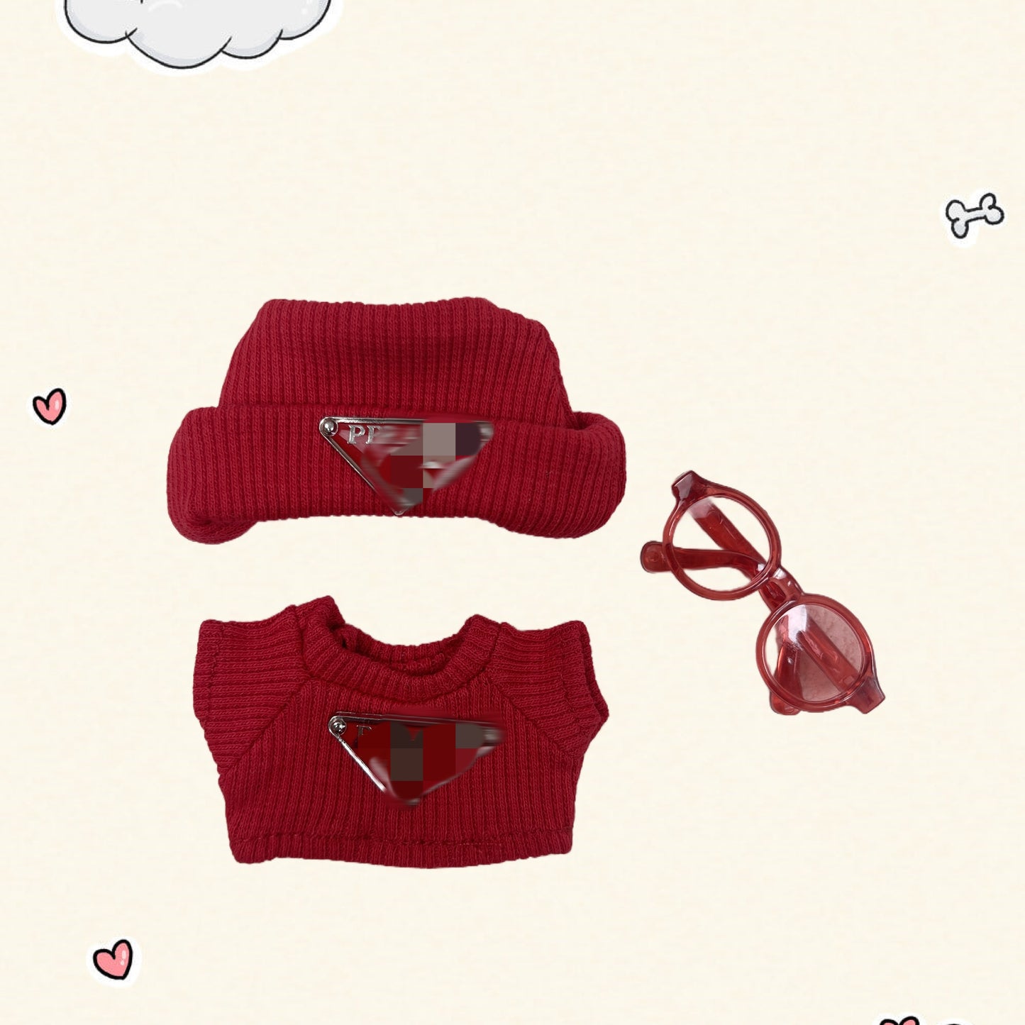 17cm Vinyl Plush Doll Costume Set (Includes Bag, , and Shoes) — Compatible with v1, v2, and v3