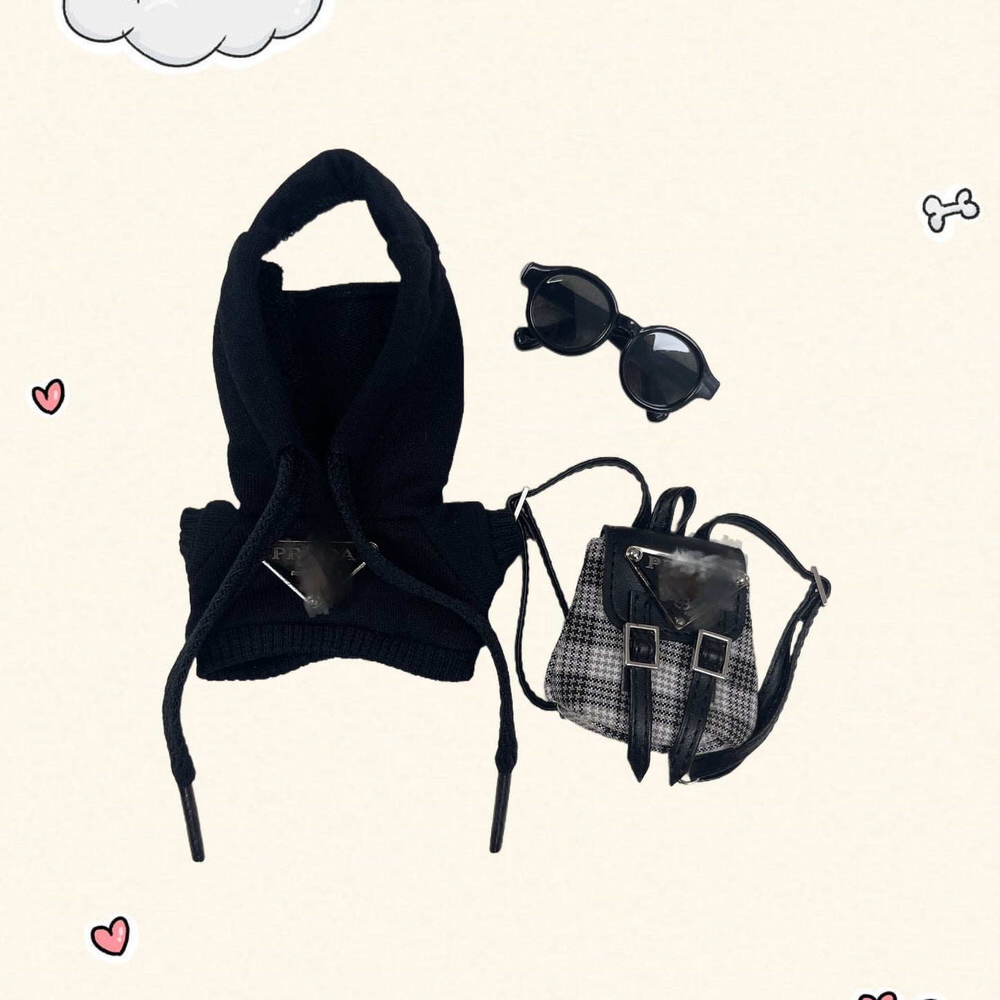 17cm Vinyl Plush Doll Costume Set (Includes Bag, , and Shoes) — Compatible with v1, v2, and v3