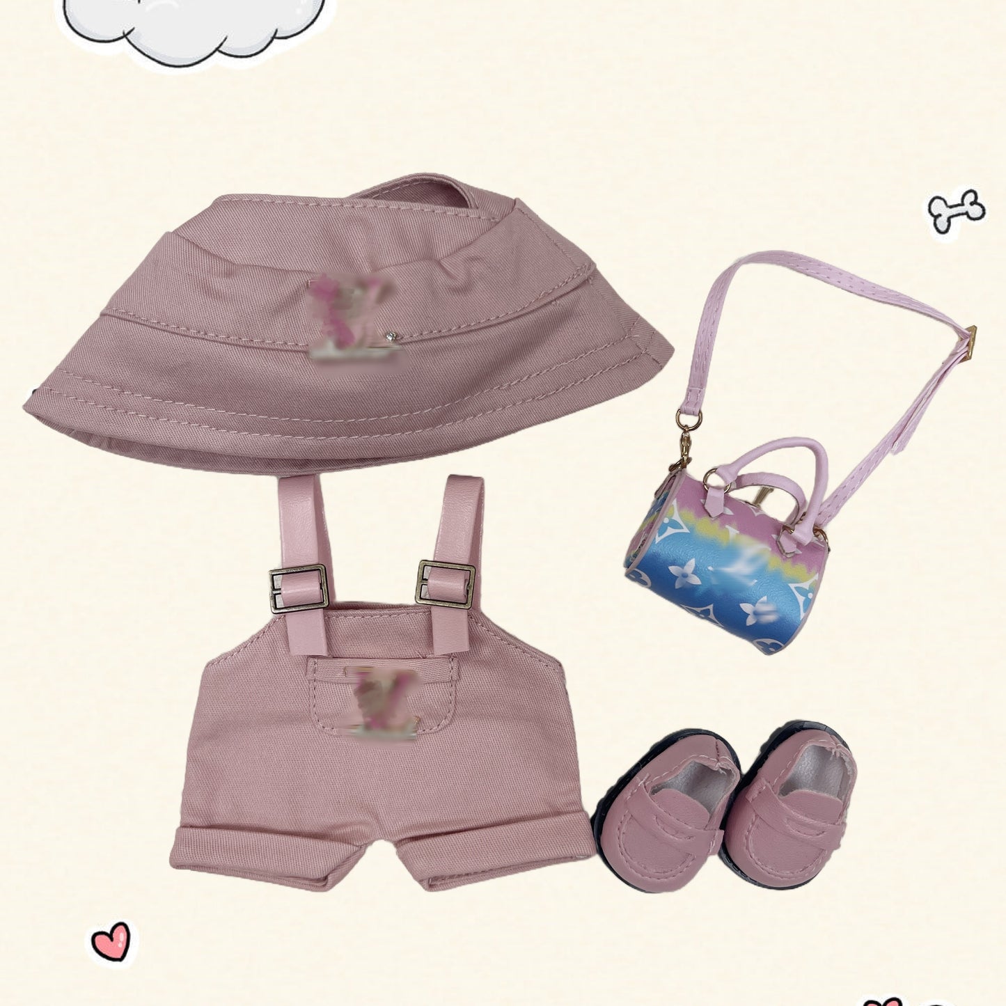 17cm Vinyl Plush Doll Costume Set (Includes Bag, , and Shoes) — Compatible with v1, v2, and v3