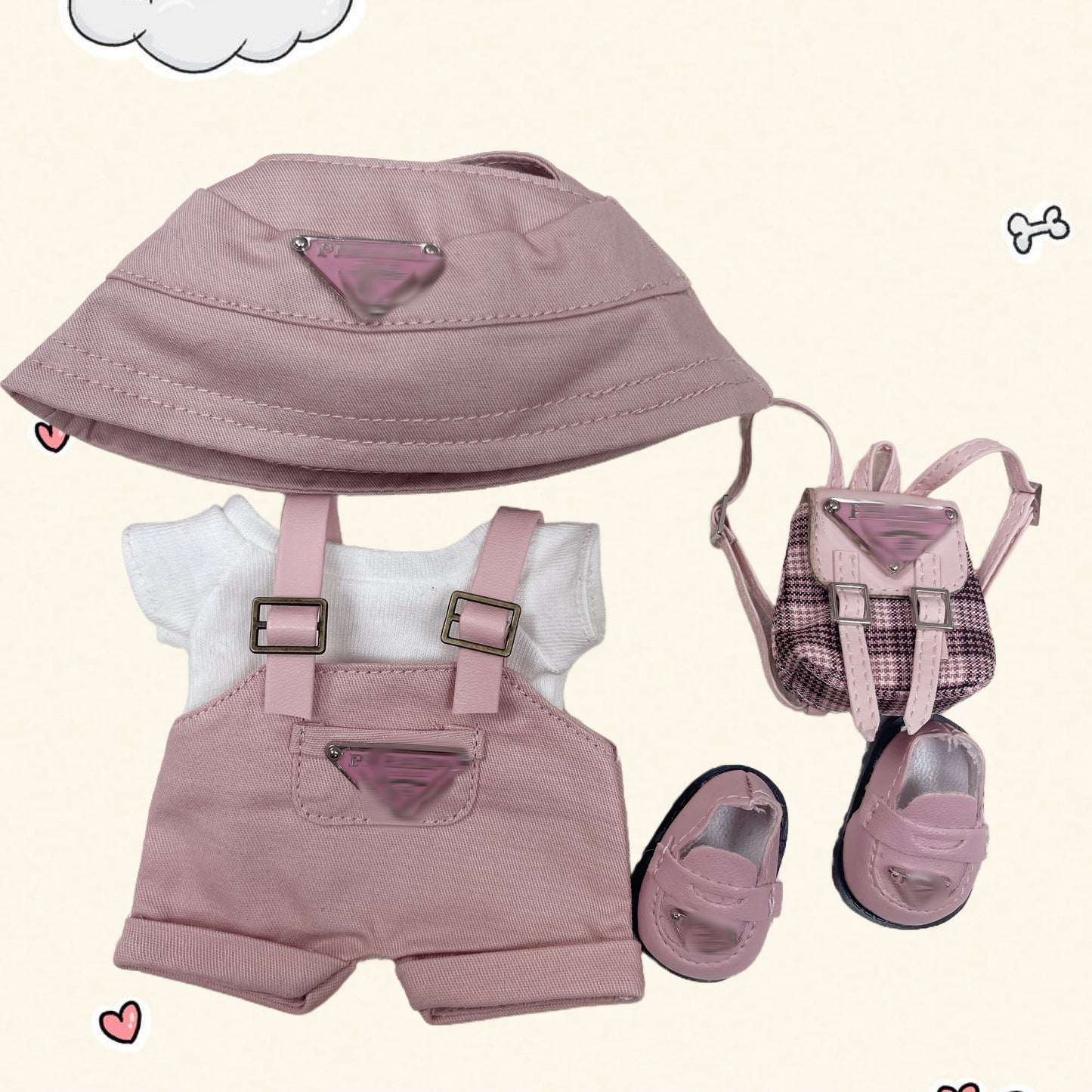 17cm Vinyl Plush Doll Costume Set (Includes Bag, , and Shoes) — Compatible with v1, v2, and v3