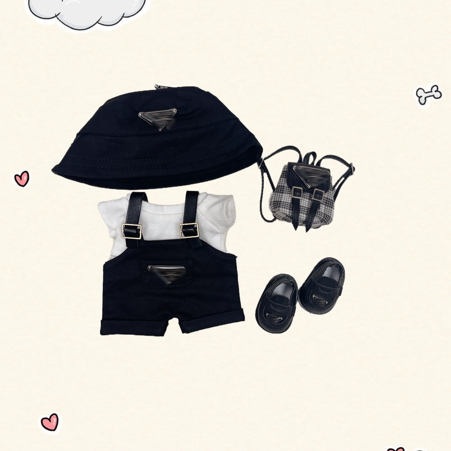 17cm Vinyl Plush Doll Costume Set (Includes Bag, , and Shoes) — Compatible with v1, v2, and v3