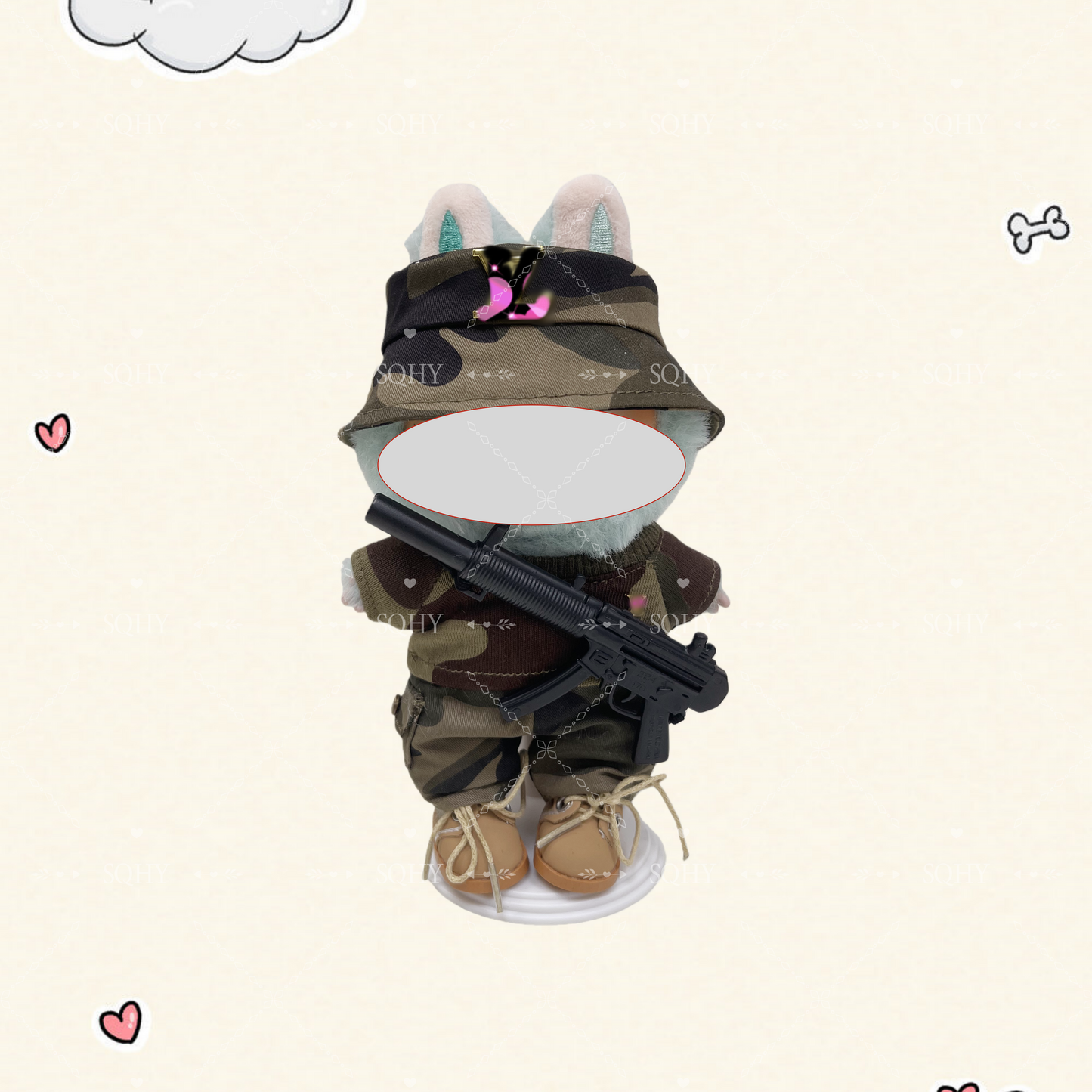 17cm Vinyl Plush Doll Costume Set (Includes Bag, , and Shoes) — Compatible with v1, v2, and v3