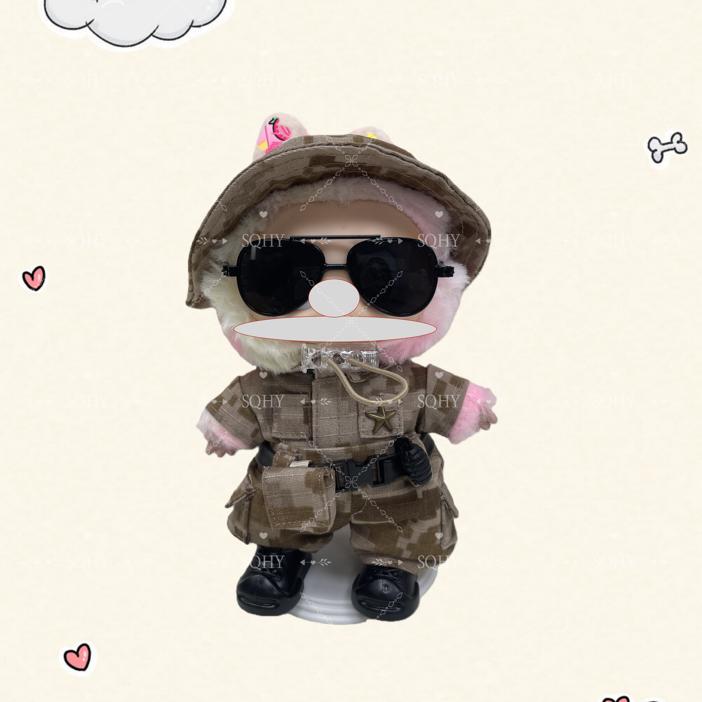 17cm Vinyl Plush Doll Costume Set (Includes Bag, , and Shoes) — Compatible with v1, v2, and v3