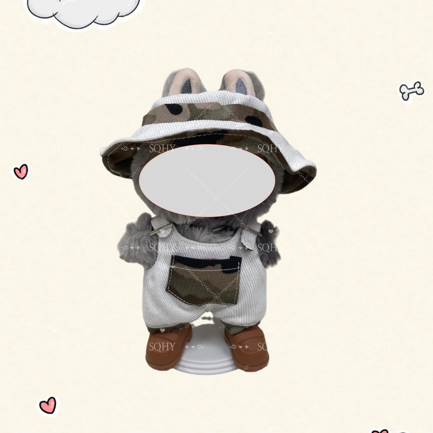 17cm Vinyl Plush Doll Costume Set (Includes Bag, , and Shoes) — Compatible with v1, v2, and v3