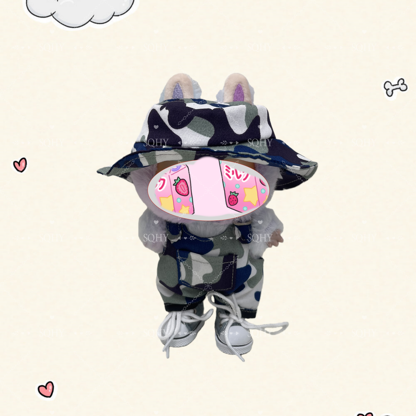 17cm Vinyl Plush Doll Costume Set (Includes Bag, , and Shoes) — Compatible with v1, v2, and v3