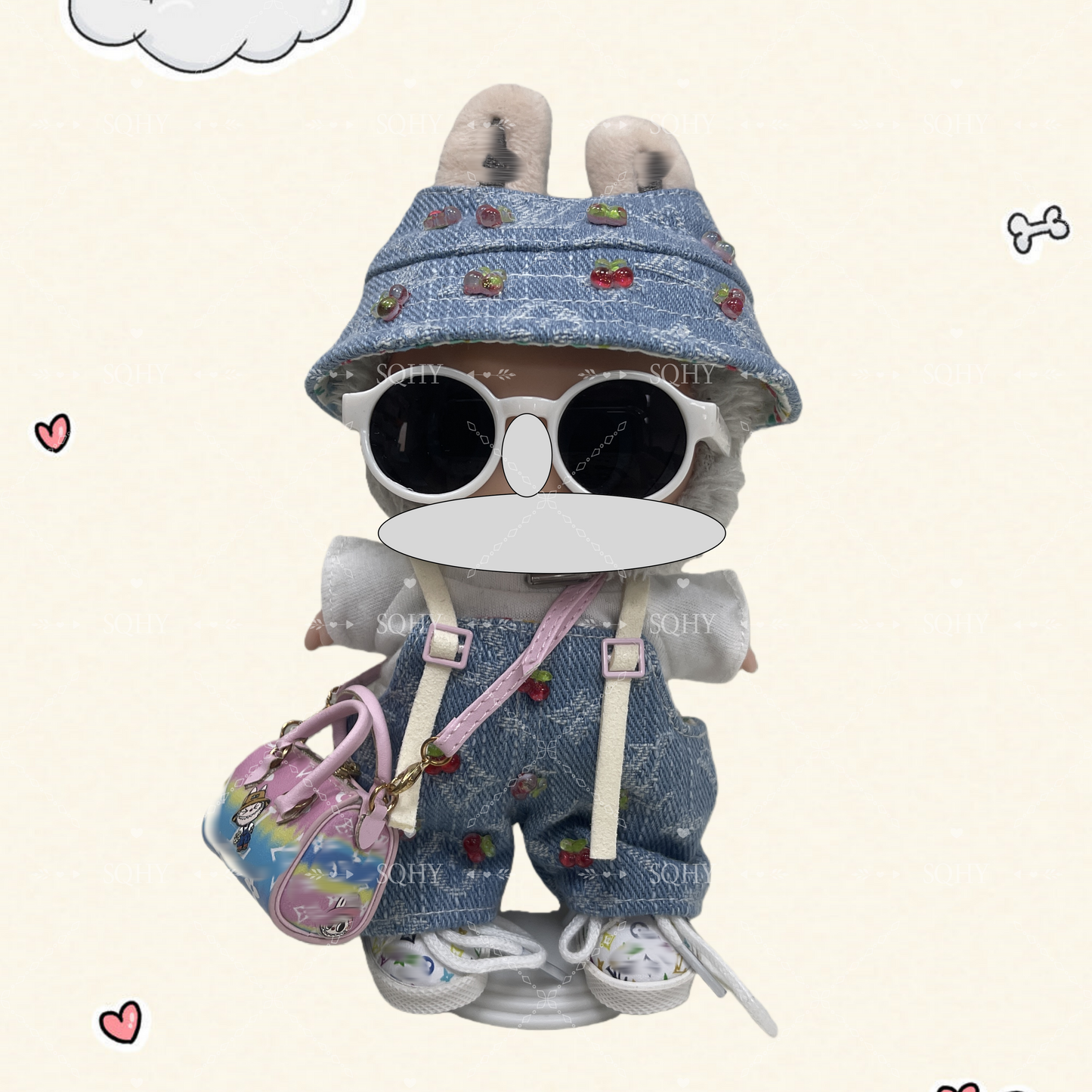17cm Vinyl Plush Doll Costume Set (Includes Bag, , and Shoes) — Compatible with v1, v2, and v3