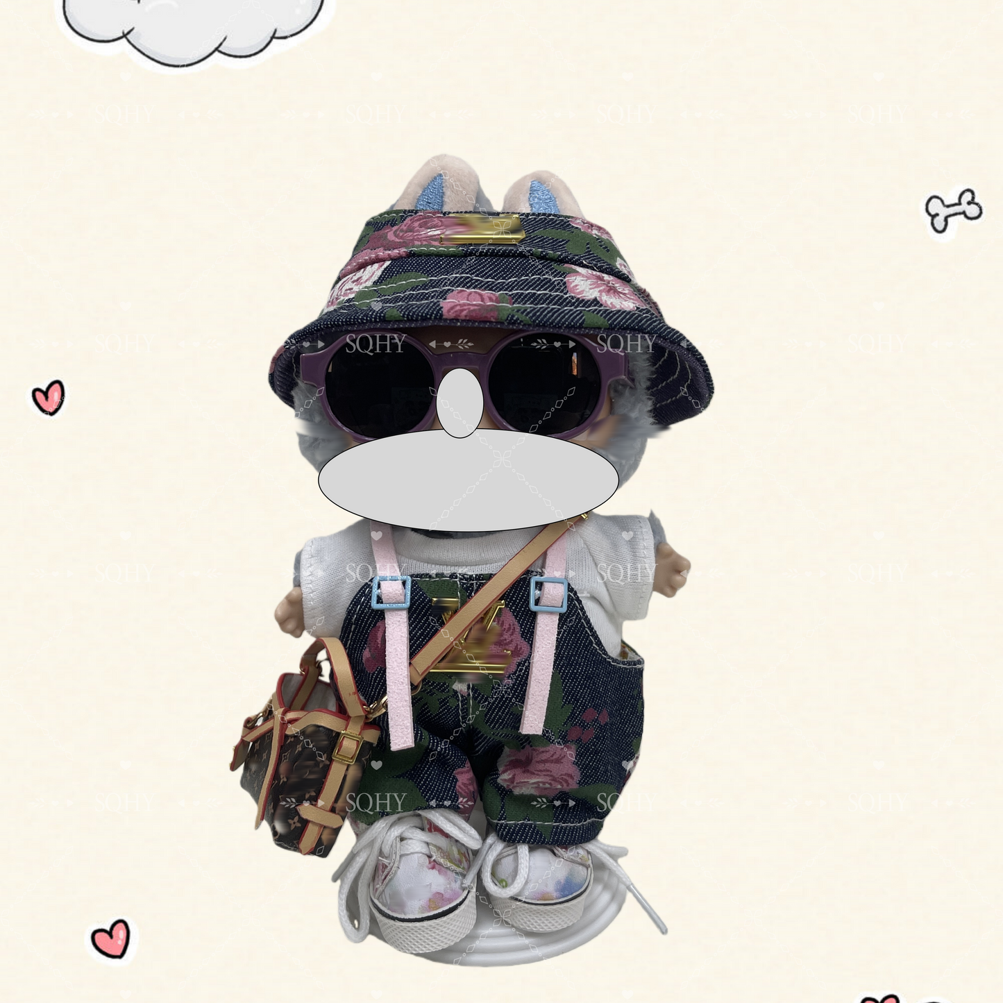 17cm Vinyl Plush Doll Costume Set (Includes Bag, , and Shoes) — Compatible with v1, v2, and v3