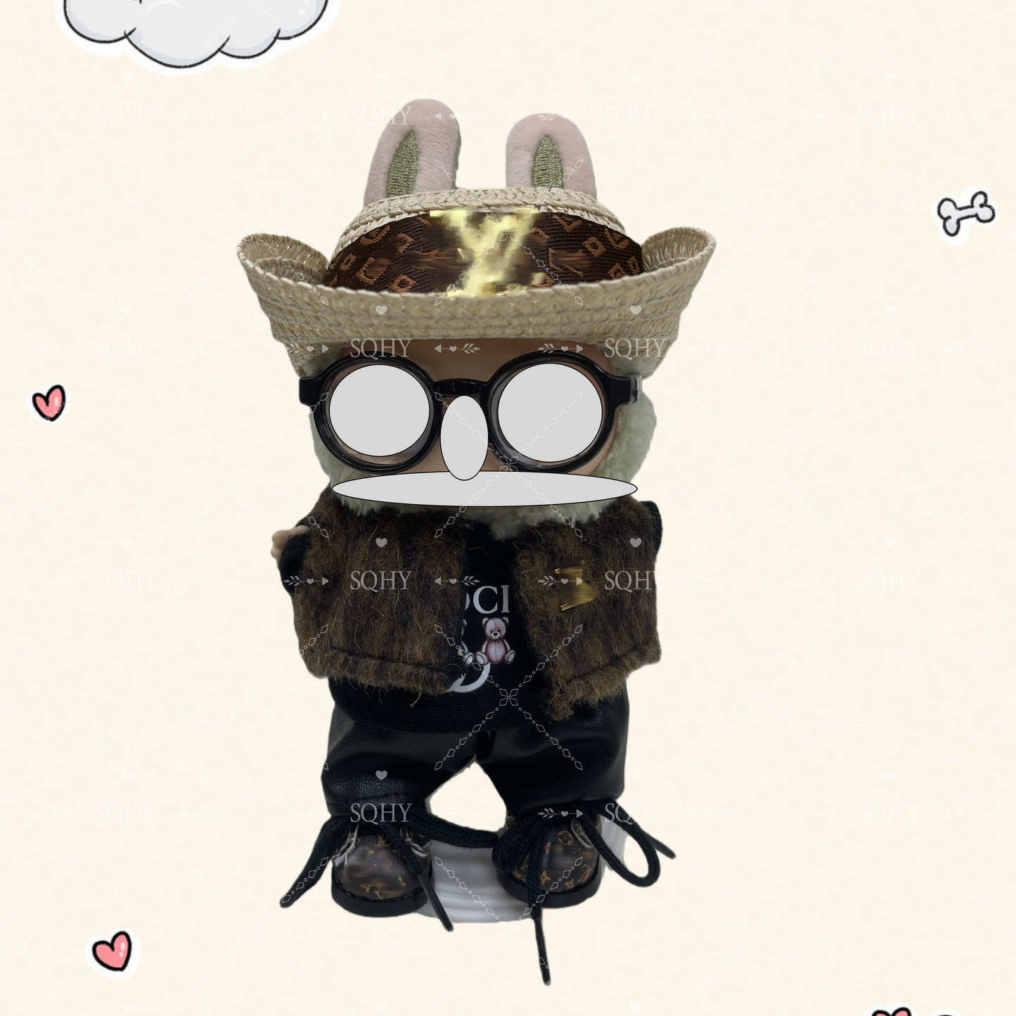 17cm Vinyl Plush Doll Costume Set (Includes Bag, , and Shoes) — Compatible with v1, v2, and v3