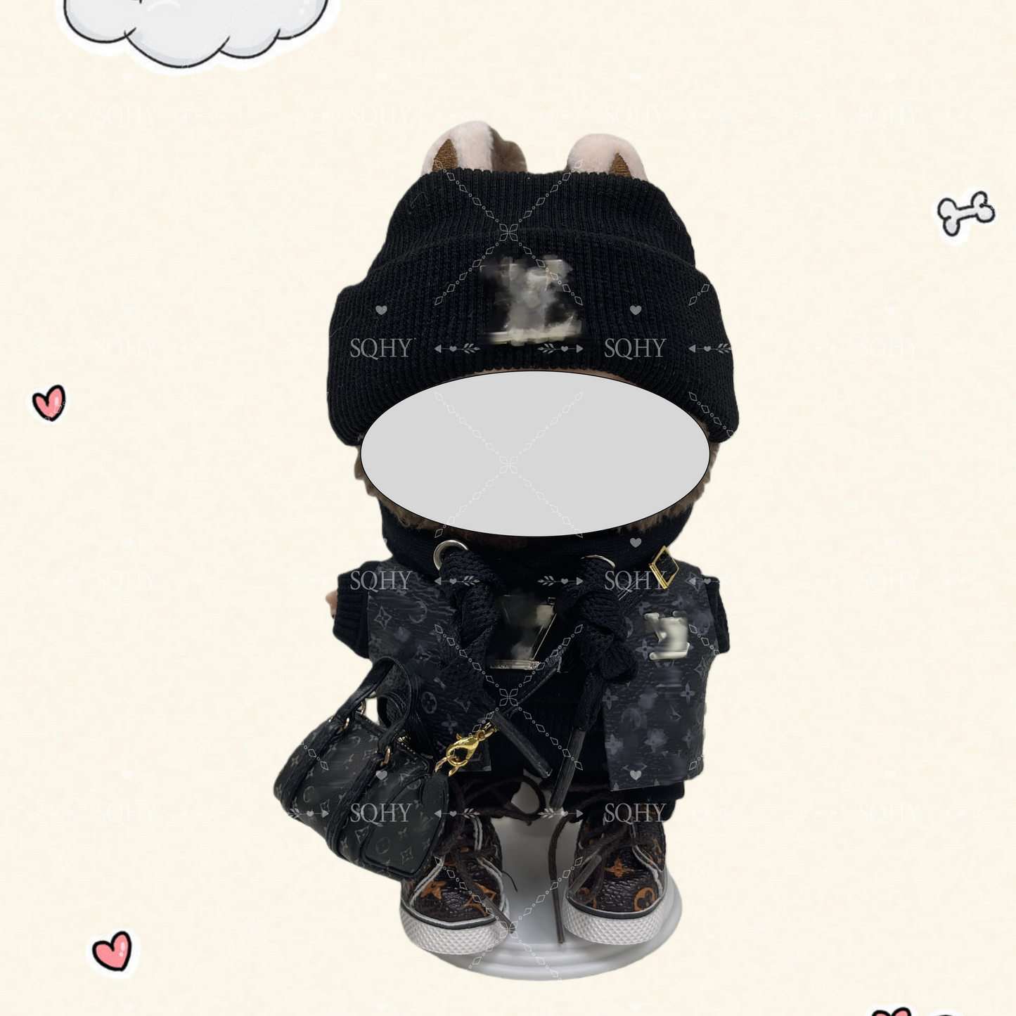 17cm Vinyl Plush Doll Costume Set (Includes Bag, , and Shoes) — Compatible with v1, v2, and v3