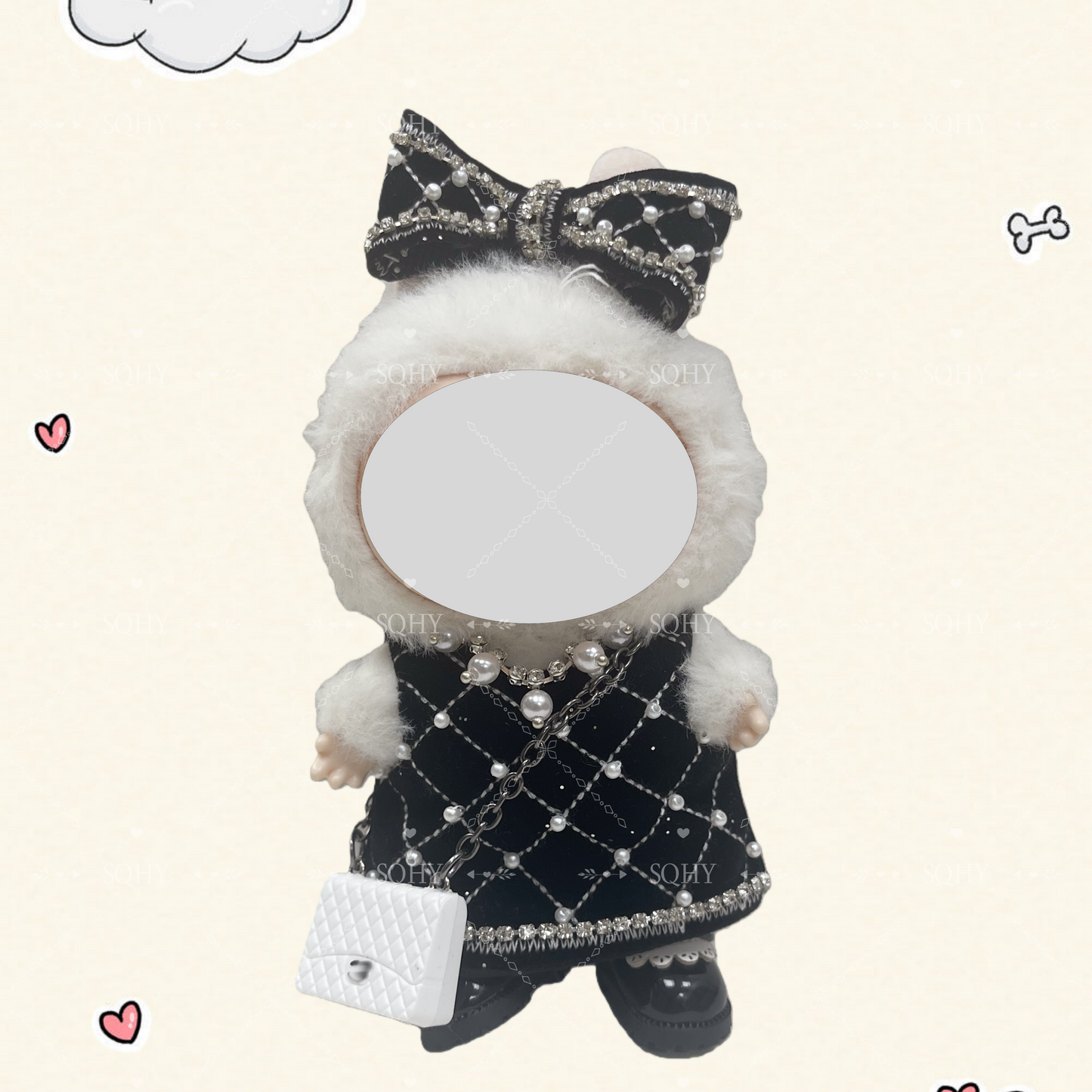 17cm Vinyl Plush Doll Costume Set (Includes Bag, , and Shoes) — Compatible with v1, v2, and v3