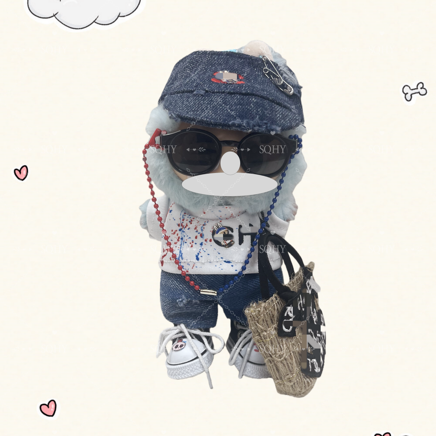 17cm Vinyl Plush Doll Costume Set (Includes Bag, , and Shoes) — Compatible with v1, v2, and v3