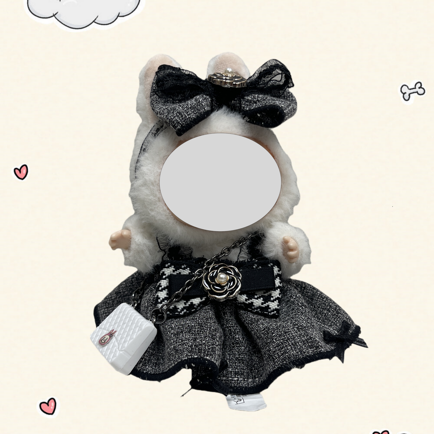 17cm Vinyl Plush Doll Costume Set (Includes Bag, , and Shoes) — Compatible with v1, v2, and v3