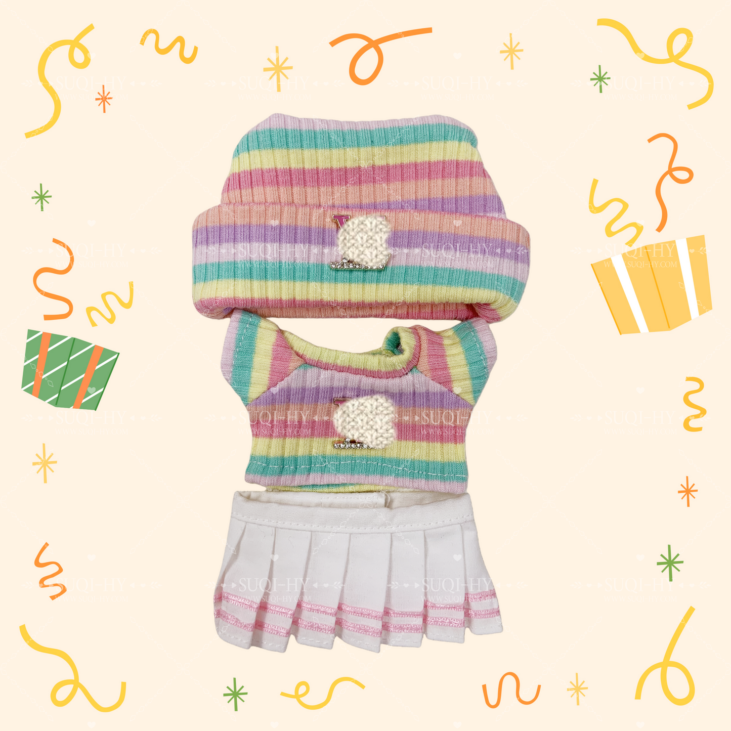 Designer's colorful set suitable for 17cm LBB, with multiple colors and logos to customize and choose from