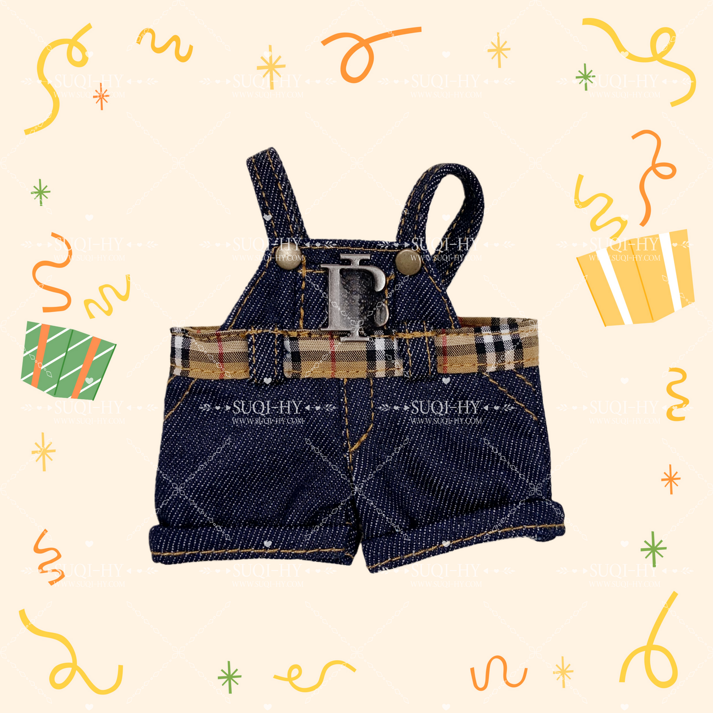 BURB... Style checkered set with one hat and two different ways of wearing, handmade customization suitable for LBBs up to 17cm