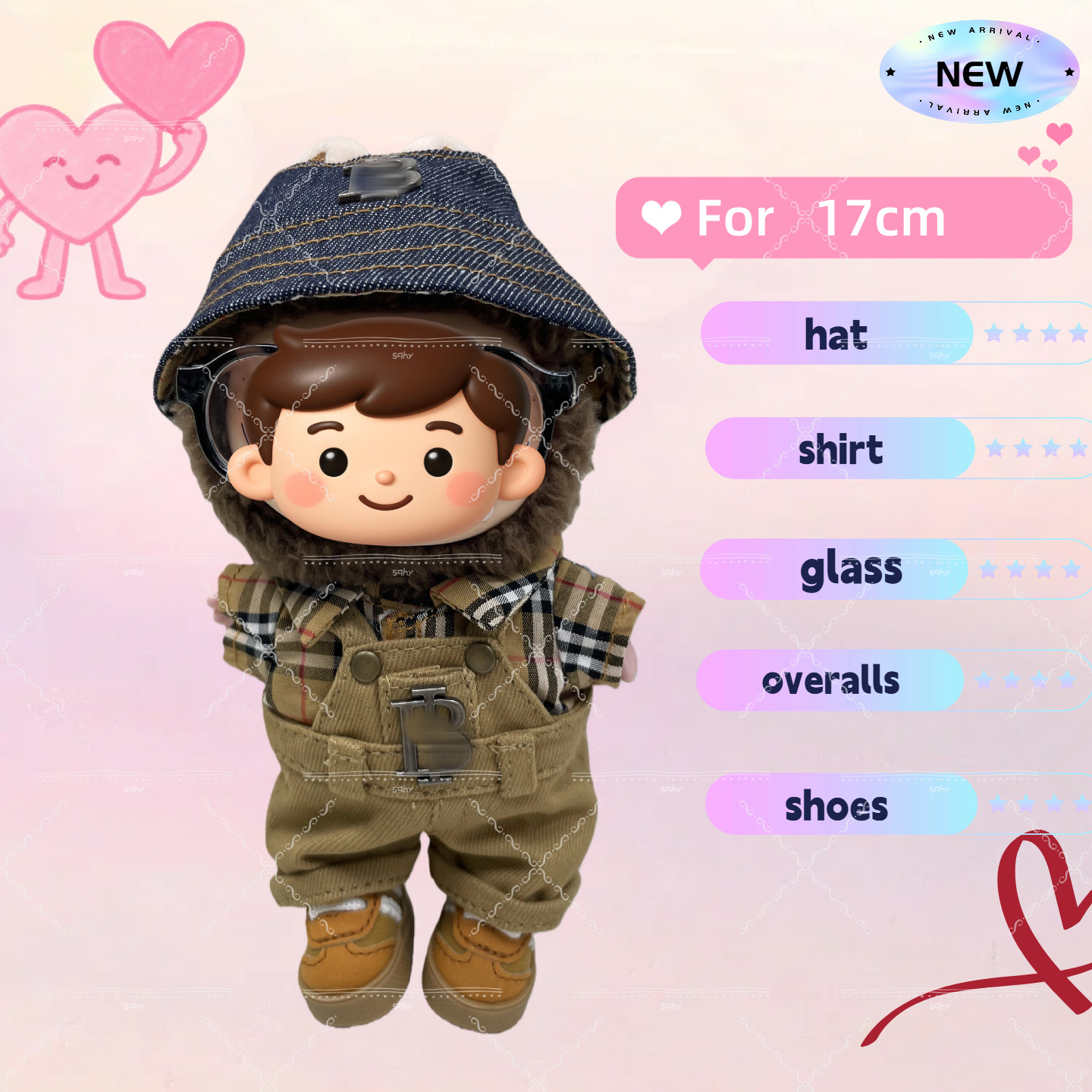 17cm Vinyl Plush Doll Costume Set (Includes Bag, , and Shoes) — Compatible with v1, v2, and v3