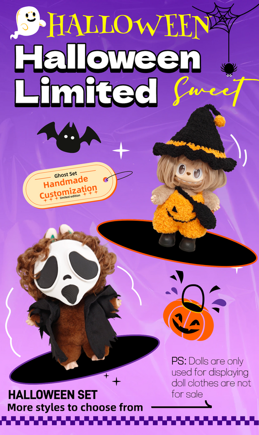 Halloween outfit decoration: suitable for wrapping 17cm plush toys around 10cm tall plush toy clothes