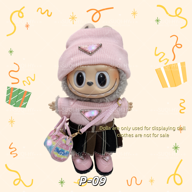 Pra-da Set Part 2：Handmade doll clothes are suitable for plush toys with similar body shapes such as Labubu, LIILA, and Munchki, which are 17cm in size