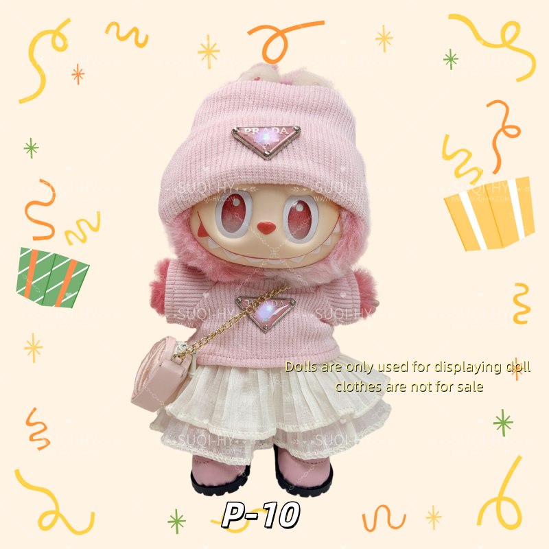 Pra-da Set Part 2：Handmade doll clothes are suitable for plush toys with similar body shapes such as Labubu, LIILA, and Munchki, which are 17cm in size