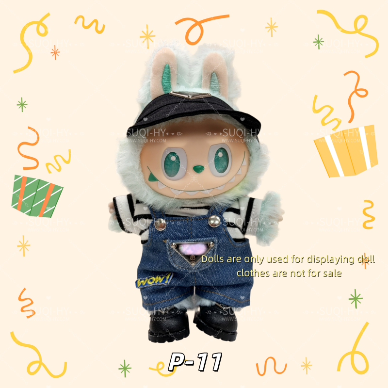 Pra-da Set Part 2：Handmade doll clothes are suitable for plush toys with similar body shapes such as Labubu, LIILA, and Munchki, which are 17cm in size