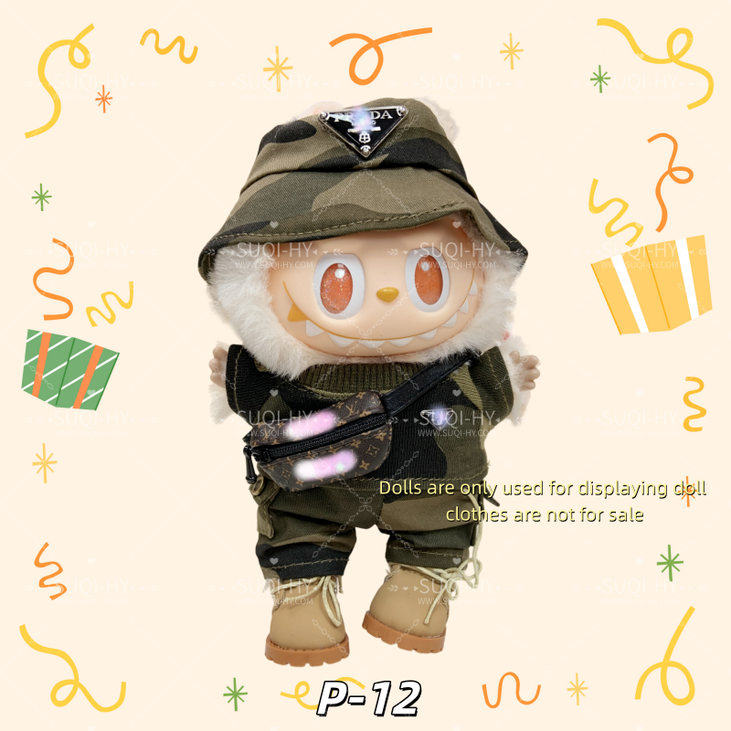 Pra-da Set Part 2：Handmade doll clothes are suitable for plush toys with similar body shapes such as Labubu, LIILA, and Munchki, which are 17cm in size