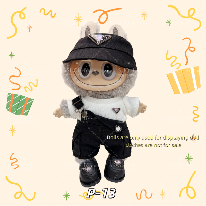 Pra-da Set Part 2：Handmade doll clothes are suitable for plush toys with similar body shapes such as Labubu, LIILA, and Munchki, which are 17cm in size