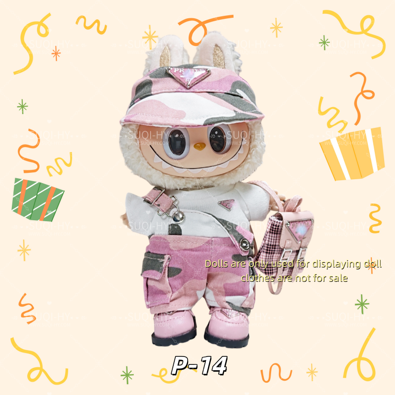 Pra-da Set Part 2：Handmade doll clothes are suitable for plush toys with similar body shapes such as Labubu, LIILA, and Munchki, which are 17cm in size