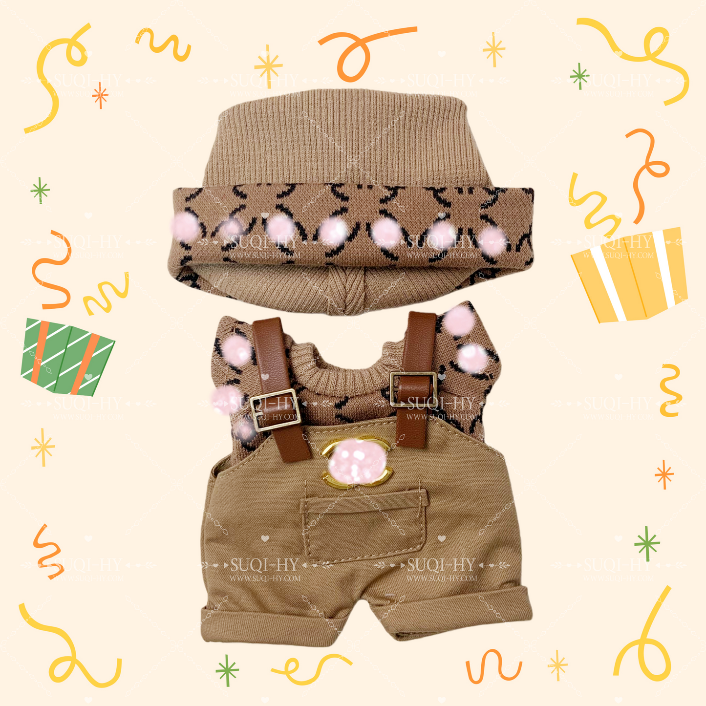 Handmade popular three piece set of pure cotton with designer patterns suitable for 17cm LBB