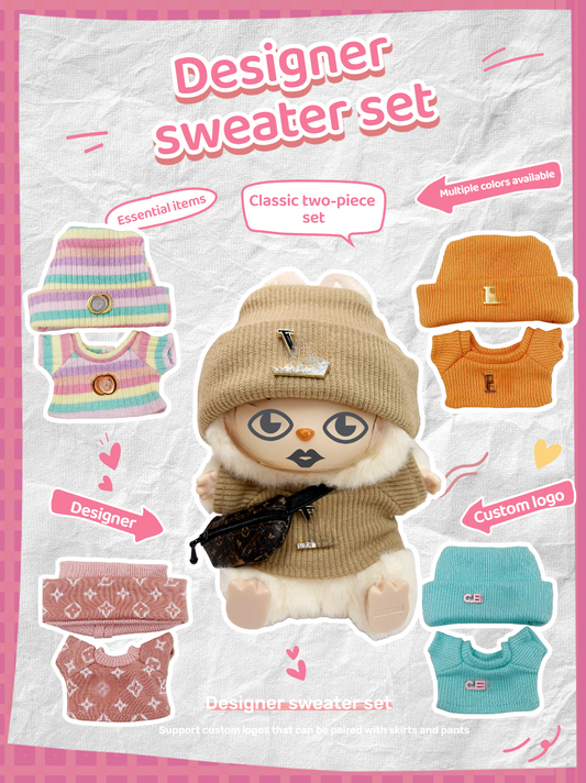 Lulu sweater set: hat + sweater,Multiple colors available, suitable for 17cm LBB dolls.