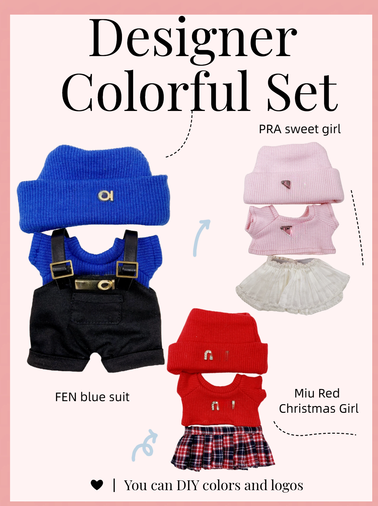 Designer's colorful set suitable for 17cm LBB, with multiple colors and logos to customize and choose from